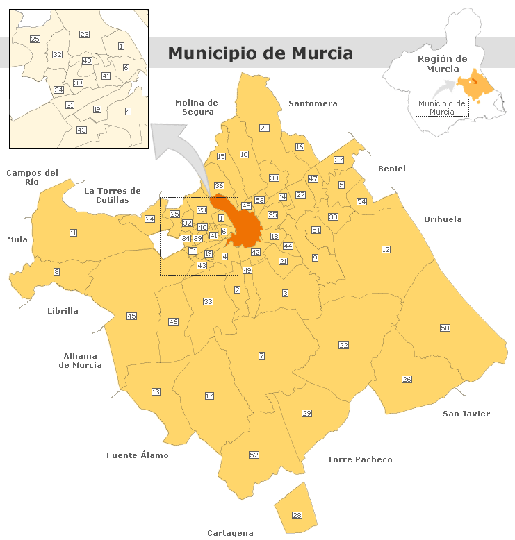 Mapa del municipio de Murcia