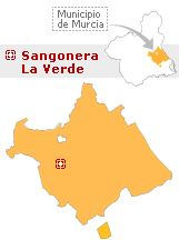 Situaci&oacute;n de Sangonera La Verde en el municipio de Murcia